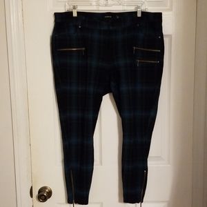 Teal plaid Ankle length pants